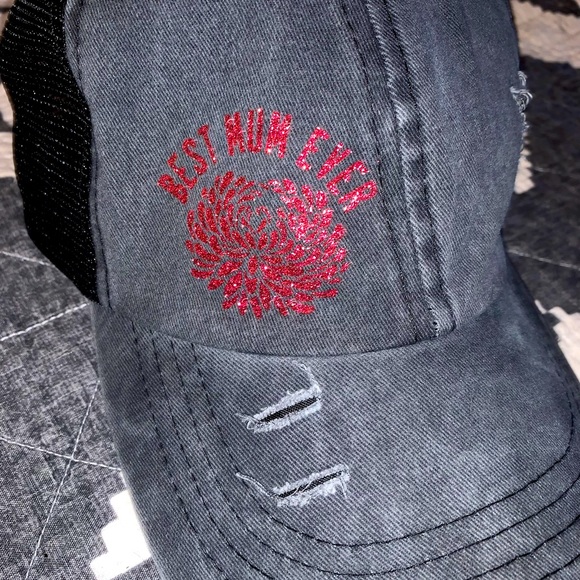 Best Mum Ever Distressed Hat Criss Cross Feature - Picture 1 of 8